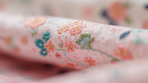 detail vyšívanej látky s kvetinovým motívom